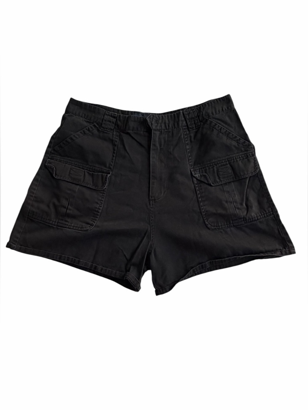 Women's washed Black cotton  Cargo Pocket Shorts (007)